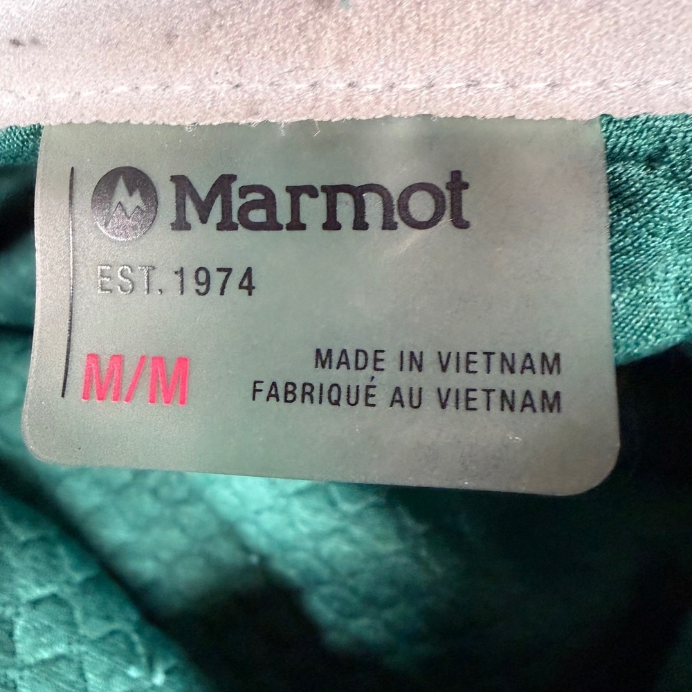 Marmot Quilted Funnel Neck Pullover Sweatshirt Green Womens M Thumbholes Outdoor - Picture 2 of 6